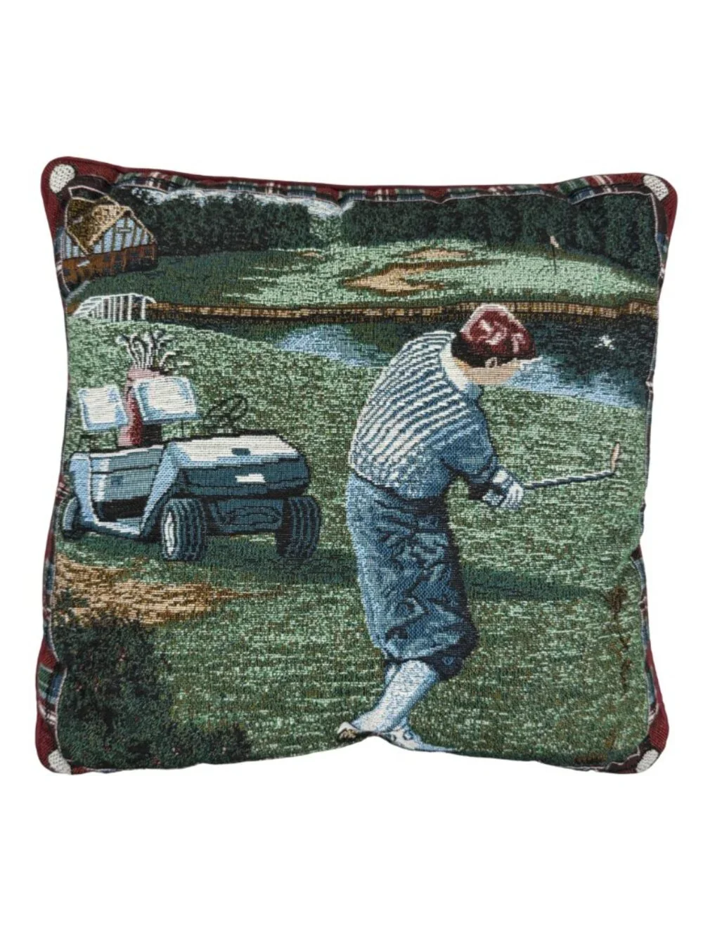 Golf-Themed Woven Throw Blanket + Decorative Pillow Set By Goodwin Weavers